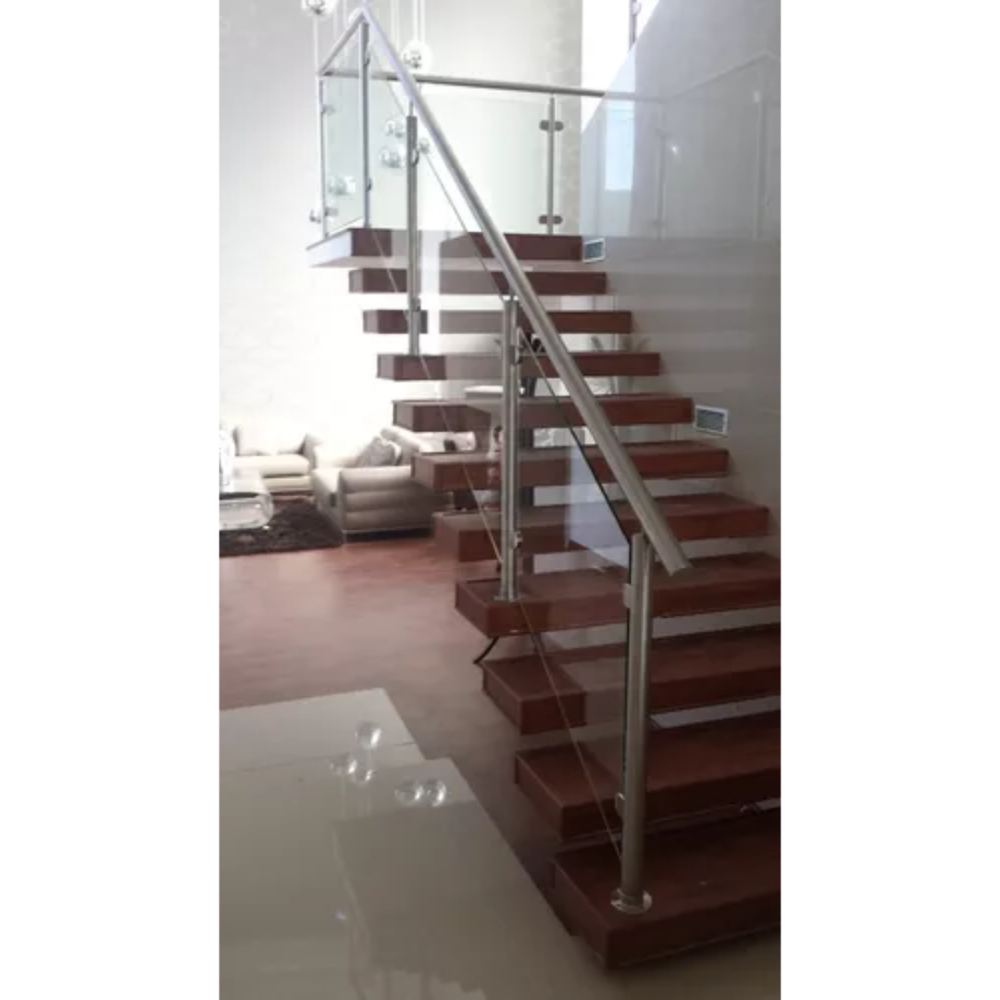 POSTE PARA VIDRIO TEMPLADO DE 2 MORDAZAS DE 85CM ACERO 201 - Imagen 2